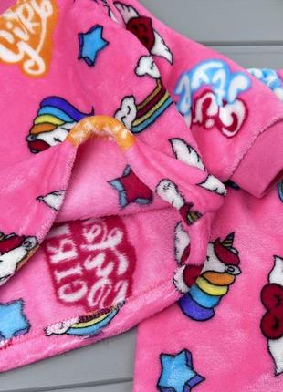 Пижама махровая розовая единорожки3 фото