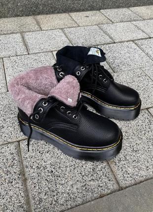 Зимові черевики dr. martens jadon black (хутро)8 фото