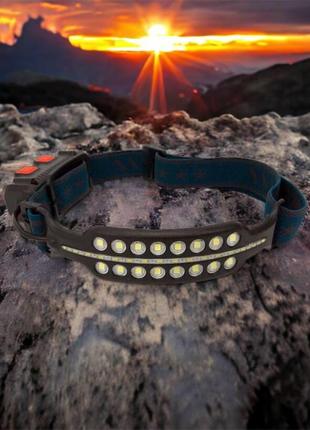 Ліхтар налобний bailong bl w690-2 акумуляторний з датчиком руху та um-202 червоним світлом