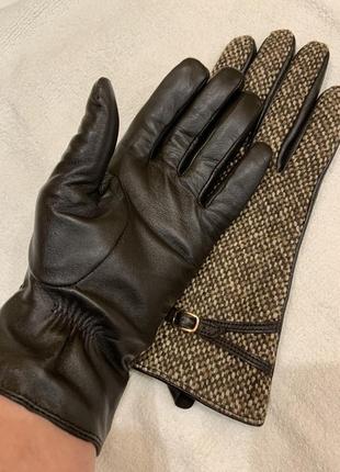Стильні, жіночі, нові рукавички на офісі. теплі із шкіри та текстилю4 фото
