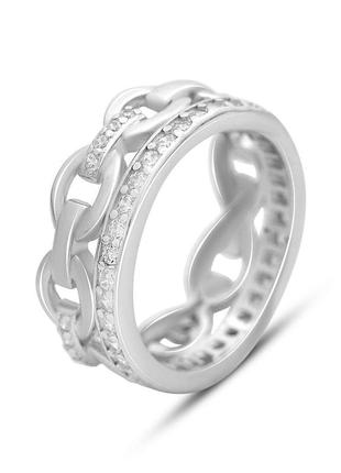 Серебряное кольцо с фианитами, вес изделия 4,77 гр (2147688) 18 размер