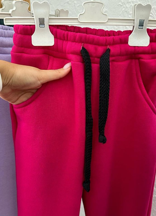 9 кольорів 🌈 теплі штани на флісі, утеплені флісом спортивні брюки для дівчинки, тёплые штаны на флисе трехнитка5 фото