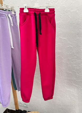 9 кольорів 🌈 теплі штани на флісі, утеплені флісом спортивні брюки для дівчинки, тёплые штаны на флисе трехнитка2 фото