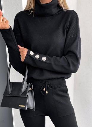 Костюм спортивний прогулянковий ангора двохстороння гольф з горлом беж молоко чорний