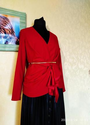 Эффектная красная блуза нарядная стильная2 фото