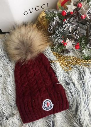 Moncler стильна шапочка хутро натуральне м'яка, не кусається