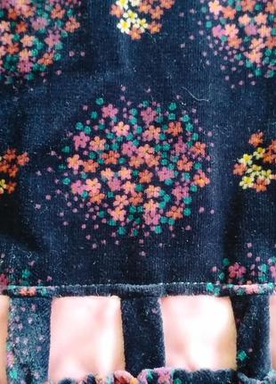 💙 вінтажна велюрова  спідниця, квітковий принт7 фото