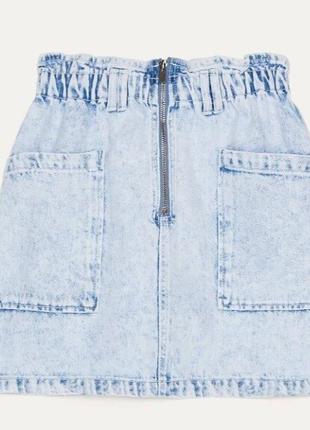 Bershka размер xs  джинсовая мини  юбка с эластичным поясом1 фото