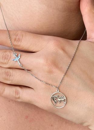 Срібне кольє "навколо світу" без камінців, проба 925