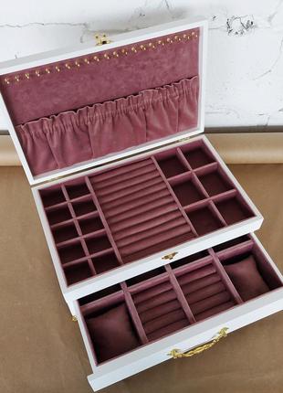 Шкатулка для украшений tm wooden organizer "classic white & rose ice" белый jb0152 фото