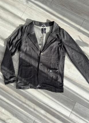 Серый трикотажный пиджак для подростка 15-16р пиджак для школы1 фото