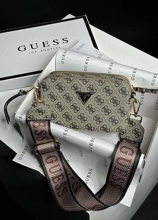 Сумка в стиле guess серая беж светлая гесс