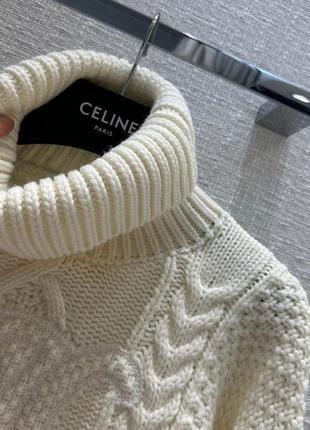 Молочный вязанный свитер celin под горло6 фото