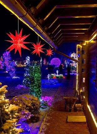 Різдвяна зірка qijieda 3d з підсвічуванням, батарейка з таймером, світлодіодна ялинка 45 см, світлова зірка для прикраси ялинки, д