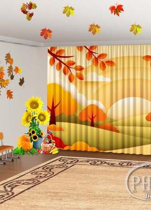Осінні фото штори в дитячий садок "осінні дерева на галявині" - будь-який розмір! читаємо опис!