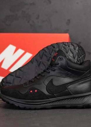 Зимние кожаные ботинки nike black9 фото