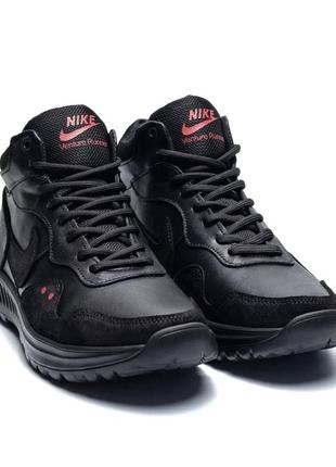 Зимние кожаные ботинки nike black10 фото