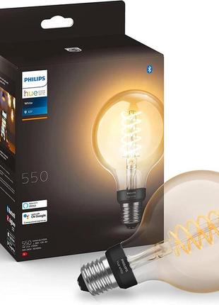 Philips hue white filament e27 led globe, с регулируемой яркостью, винтажный дизайн,9290024781