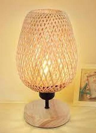 Настольная touch лампа из ротанга ручной работы и двойним usb-зарядным устройством,