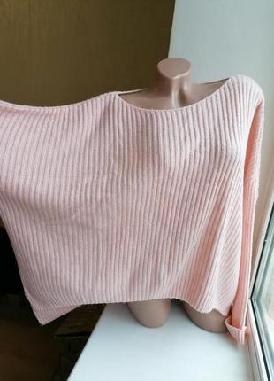 Розовый свитер в рубчик оверсайз oversize батал большой размер dorothy perkins (к003)