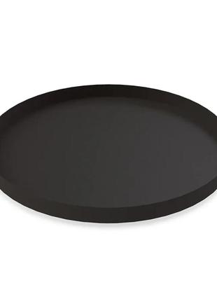 Піднос для кави 40 см, круглий чорний1 фото