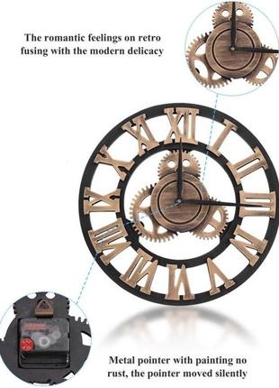 Унікальний дерев'яний настінний годинник hakeeta 80см, вінтажні 3d  у стилі ретро для офісу/спальні/будинку/вітальні/бару.2 фото