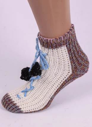 Вязанные женские домашние носки с тормозами в ассортименте 36-392 фото
