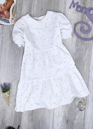 Женское платье с коротким рукавом karon белое с принтом размер 38 (s)