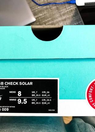 Nike sb check solar кросівки для скейтбординка (41 розмір, устілка 26.3 см, шкіра, чорні)6 фото