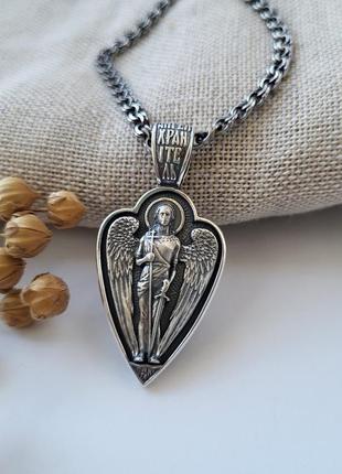 Серебряная ладанка подвеска кулон ангел хранитель серебро 925 проби черненное 35002ч 7.50г