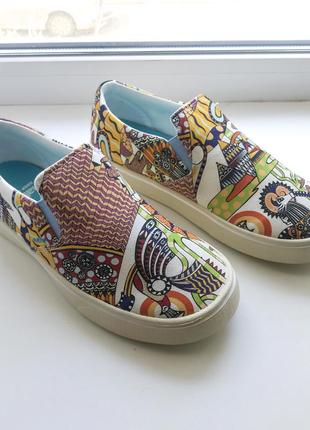 Сліпони native shoes miles denim print white washed (us8) vegan slipon1 фото