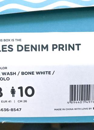 Сліпони native shoes miles denim print white washed (us8) vegan slipon6 фото