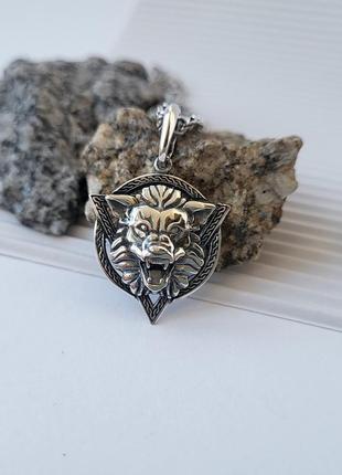 Срібна підвіска оберіг амулет "вовк" чорнене срібло 925 проби (арт.89031ч) 3.30г