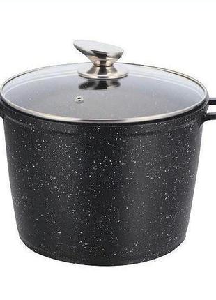 Каструля глибока з кришкою та мармуровим покриттям 7 л benson (bn-301)