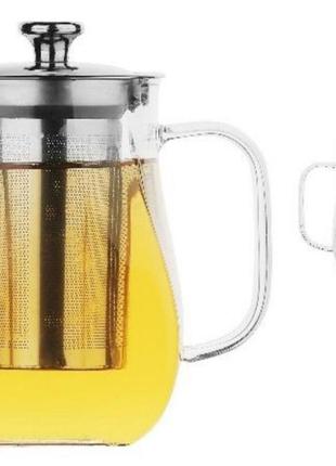 Стильний скляний чайник для заварювання edenberg 900 мл термостійкий до 500° (eb-19057)
