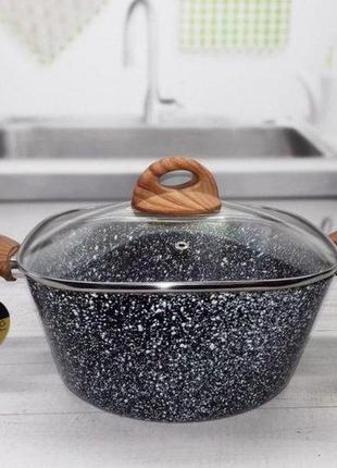 Казан с крышкой edenberg квадратный гранитное покрытие 4.7 л (24x11.6 см) (eb-3962)