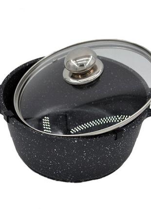 Кастрюля с крышкой и мраморным покрытием 3,2л benson (bn-306)