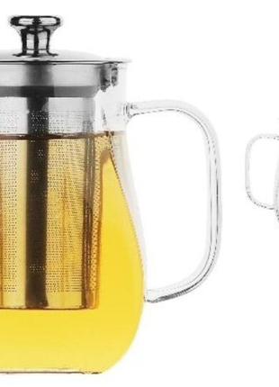 Стильний скляний заварювальний чайник edenberg 750 мл термостійкий до 500° (eb-19056)