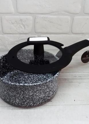 Ковш гранітний з кришкою edenberg 16 см,/1.3 л (eb-3327)