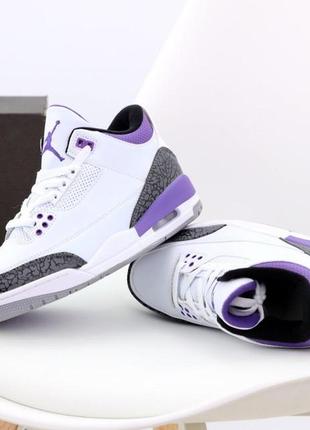 Женские кроссовки nike air jordan 3 retro white purple 36-37-38-405 фото