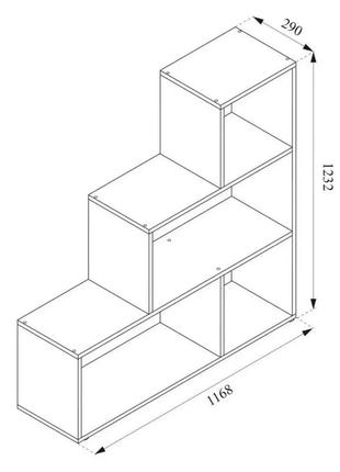 Полка для книг напольная на 4 ячеек ш1168xв1232xг290 бетон2 фото