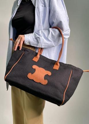 Стильна жіноча сумочка celine cabas drawstring cuir triomphe textile black 40 х 28 х 15 см