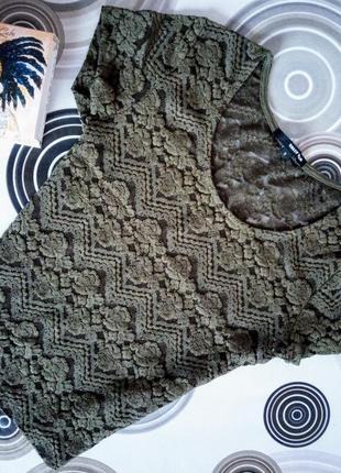 Футболка мереживне tally weijl/ укороченная/ кроп топ/ кружевная