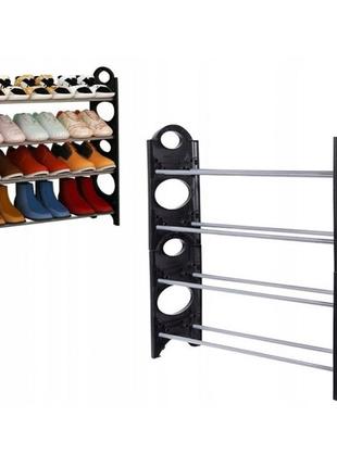 Полиця для взуття shoe rack стелаж органайзер складана стійка підставка чорна взувниця2 фото