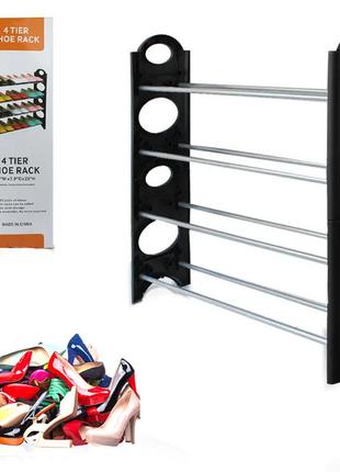 Полка для обуви shoe rack стеллаж органайзер складная стойка подставка черная обувница10 фото