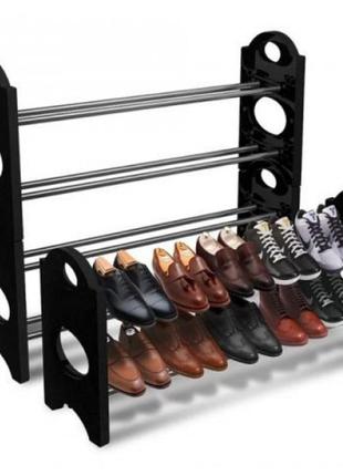 Полка для обуви shoe rack стеллаж органайзер складная стойка подставка черная обувница3 фото