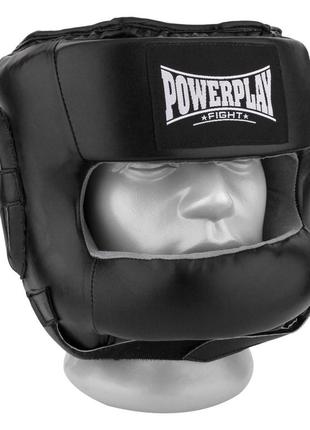 Боксерський шолом тренувальний powerplay 3067 з бампером pu + amara чорний m