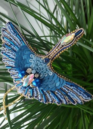 Брошь , ручной работы. журавль🦢