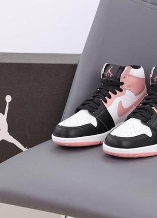 Жіночі кросівки nike air jordan 1 mid pink white black 37-38-39-407 фото