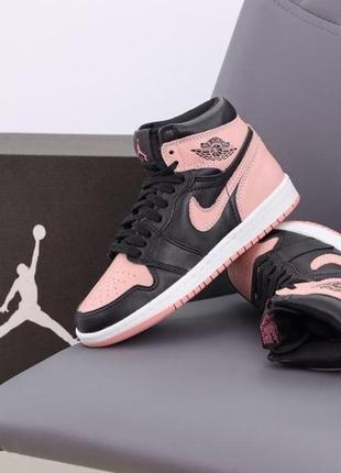 Женские кроссовки nike air jordan 1 mid pink black 36-37-38-39-40